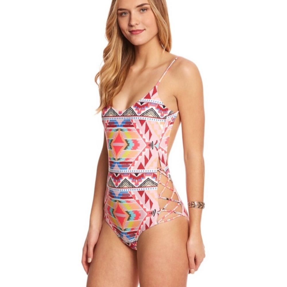 Billabong Size M Colorful Geometric Onepiece